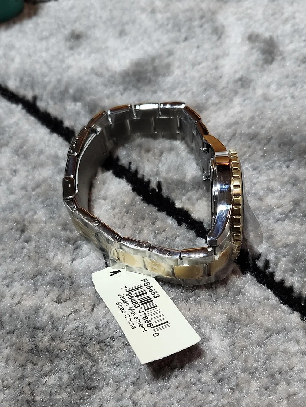 FOSSIL BLUE DIVE FB-01 TWO-TONE STAINLESS STEEL SILVER/BLACK THREE-HAND WATCH